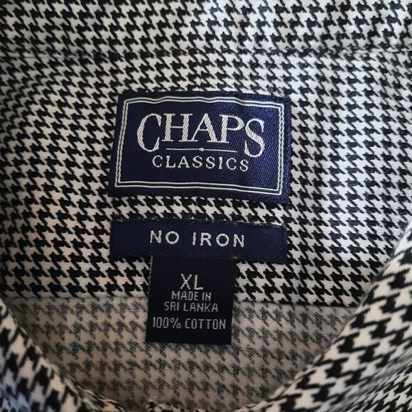 Ladies XL Chaps Houndstooth Button Down Shirt Long Sleeve Collared - Picture 7 of 8